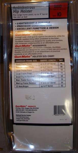 Gunmate Holster Chart